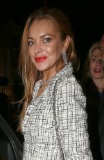 LINDSAY LOHAN Leaves Mortons in Maifair 10/14/2015