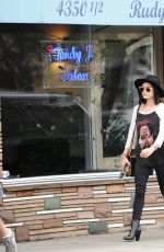 LUCY HALE at Aroma Cafe in Studio City 10/25/2015