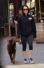 LUCY LIU in Leggings Walks Her Dog and Heading to a Gym in New York 10/19/2015
