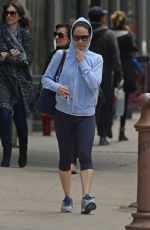 LUCY LIU in Leggings Walks Her Dog and Heading to a Gym in New York 10/19/2015