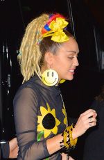 MILEY CYRUS Arrives at SNL Afterparty in New York 10/03/2015