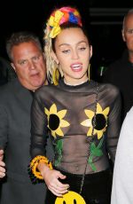 MILEY CYRUS Arrives at SNL Afterparty in New York 10/03/2015