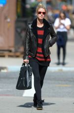 NICKY HILTON in a Leather Jacket Out and About in New York 10/04/2015