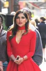OLIVIA CULPO in Red Dress Out in Tribeca 10/14/2015