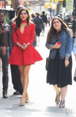 OLIVIA CULPO in Red Dress Out in Tribeca 10/14/2015