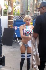 PIA MIA PEREZ on the Set of a Music Video in Santa Monica 10/13/2015