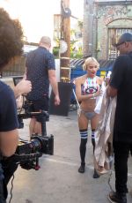 PIA MIA PEREZ on the Set of a Music Video in Santa Monica 10/13/2015
