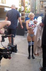 PIA MIA PEREZ on the Set of a Music Video in Santa Monica 10/13/2015