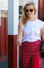 REESE WITHERPOON in Red Skirt Out in Brentwood 10/21/2015