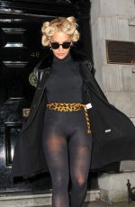 RITA ORA in a Body Stocking, Leaves Her Hotel in London 10/08/2015