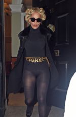 RITA ORA in a Body Stocking, Leaves Her Hotel in London 10/08/2015