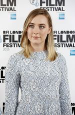 SAOIRSE RONAN at Brooklyn Photocall at 2015 BFI London Film Festival in London 10/12/2015