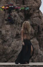 SHAKIRA in Bikini Top on the Set of a Commercial in Spain 10/08/2015