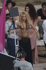 SHAKIRA in Bikini Top on the Set of a Commercial in Spain 10/08/2015