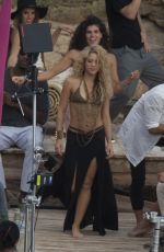 SHAKIRA in Bikini Top on the Set of a Commercial in Spain 10/08/2015
