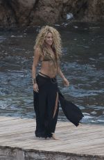 SHAKIRA in Bikini Top on the Set of a Commercial in Spain 10/08/2015