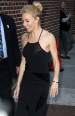 SIENNA MILLER Arrives at Late Show with Stephen Colbert in New York 10/26/2015