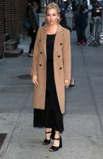 SIENNA MILLER Arrives at Late Show with Stephen Colbert in New York 10/26/2015