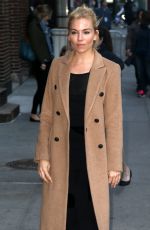 SIENNA MILLER Arrives at Late Show with Stephen Colbert in New York 10/26/2015