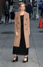SIENNA MILLER Arrives at Late Show with Stephen Colbert in New York 10/26/2015