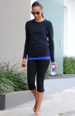 ZOE SALDANA in Leggings Leaves a Gym in West Hollywood 10/27/2015