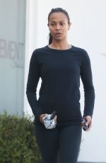 ZOE SALDANA Leaves a Studio in West Hollywood 10/07/2015