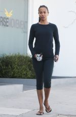 ZOE SALDANA Leaves a Studio in West Hollywood 10/07/2015