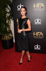 ALICIA VIKANDER at 2015 Hollywood Film Awards in Beverly Hills 11/01/2015