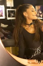 ARIANA GRANDE in Black Cat Suit Halloween Costume Before iheart Radio Performance in Burbank 10/30/2015