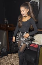 ARIANA GRANDE in Black Cat Suit Halloween Costume Before iheart Radio Performance in Burbank 10/30/2015