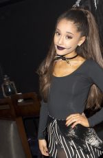 ARIANA GRANDE in Black Cat Suit Halloween Costume Before iheart Radio Performance in Burbank 10/30/2015
