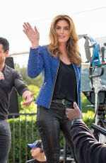 CINDY CRAWFORD on the Set of Extra in Los Angeles 11/04/2015
