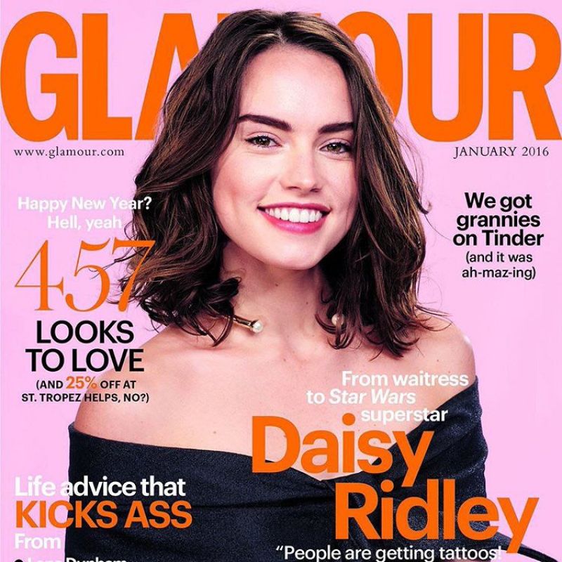 DAISY RIDLEY in Glamour Magazine, UK January 2016 Issue.