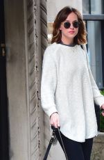 DAKOTA JOHNSON Walks Her Dog Out in West Village 11/06/2015