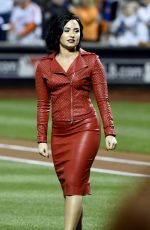 DEMI LOVATO Sings National Anthem at MLB World Series Game Four at The Citi Field in New York 10/31/2015