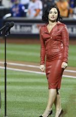 DEMI LOVATO Sings National Anthem at MLB World Series Game Four at The Citi Field in New York 10/31/2015