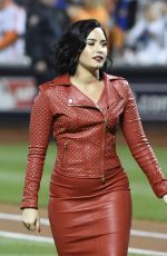 DEMI LOVATO Sings National Anthem at MLB World Series Game Four at The Citi Field in New York 10/31/2015