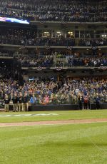 DEMI LOVATO Sings National Anthem at MLB World Series Game Four at The Citi Field in New York 10/31/2015