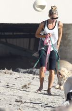 DENISE RICHARDS Walks Her Dogs at a Beach in Malibu 11/19/2015