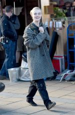 ELLE FANNING on the Set of How to Talk to Girls at Parties in Sheffield 11/13/2015