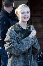 ELLE FANNING on the Set of How to Talk to Girls at Parties in Sheffield 11/13/2015