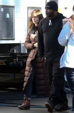 EMILY BLUNT on the Set of Girl on the Train in New York 11/15/2015