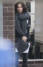 KATE BECKINSALE on the Set of Underworld 5 Movie in Prague 11/27/2015