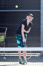 KATE UPTON Playing Tennis at a Court in Beverly Hills 11/20/2015