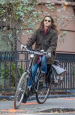KERI RUSSELL Riding a Bike Out in New York 11/25/2015