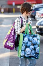 LILY COLLINS Out Shopping in Los Angeles 11/23/2015