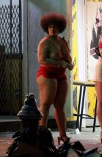 MAGGIE GYLLENHAAL on the set of The Deuce in New York 11/07/2015