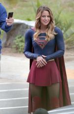 MELISSA BENOIST on the Set of Supergirl in Los Angeles 10/28/2015