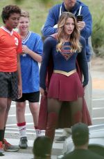 MELISSA BENOIST on the Set of Supergirl in Los Angeles 10/28/2015