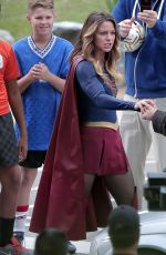 MELISSA BENOIST on the Set of Supergirl in Los Angeles 10/28/2015
